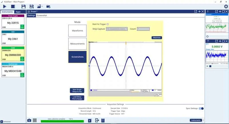 Программное обеспечение Keithley KickStart